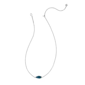 TEAL QUARTZITE PENDANT RHODIUM OVER BRASS NECKLACE NWT